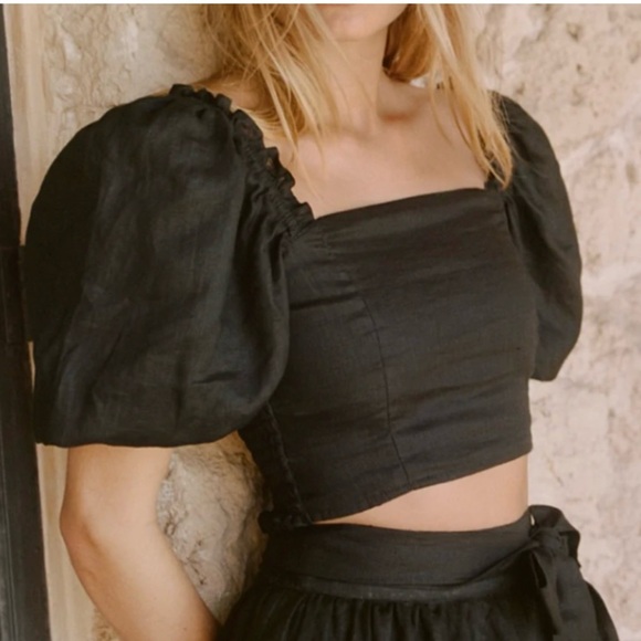 NWT Jason Wu Military Green Crop Puff Sleeve Top Size Large - Picture 12 of 12